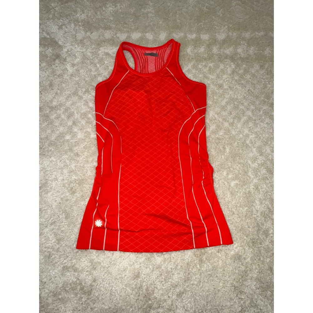 Athleta Womens Red Diamond Jacquard Racerback Tank Top Shelf Bra Small 591280